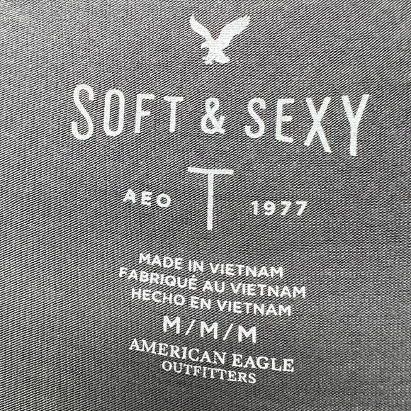 American Eagle Top Womens Medium Lace Up Stonewash Relaxed Soft Minimalist Boho - Picture 2 of 11